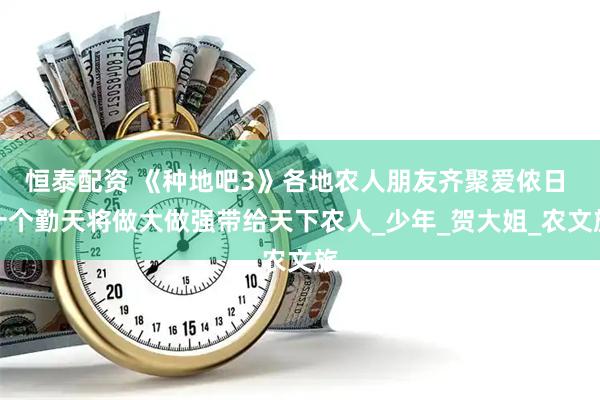 恒泰配资 《种地吧3》各地农人朋友齐聚爱侬日 十个勤天将做大做强带给天下农人_少年_贺大姐_农文旅