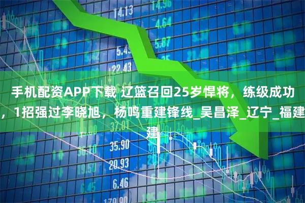 手机配资APP下载 辽篮召回25岁悍将，练级成功，1招强过李晓旭，杨鸣重建锋线_吴昌泽_辽宁_福建